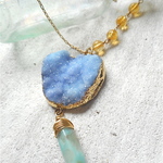 Druzy Ocean Necklace--Forget me not blue/シトリン