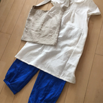 ペチパンツ カフス リネン ロイヤルブルー