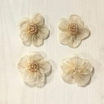 BEIGE TULLE FLOWER CABOCHONS PARTS
