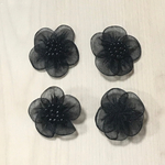 BLACK TULLE FLOWER CABOCHONS PARTS