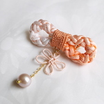 組紐　Ribbonブローチ with 貝パール　flower　「　きっと　また　あえる 　」
