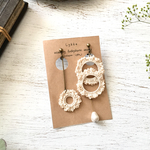  ふりふりcrochetピアス、イヤリング　2連