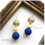 No.B211 ブルー×イエロー お洒落ピアス / イヤリング