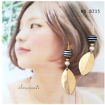  No.B215 上品な❁⃘़︎•･ゴールドリーフ×ボーダー ピアス / イヤリング