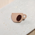 革のコーヒー豆＆カップブローチ