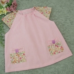 ~コピー~リボンポケットのキッズ用半袖スモック☆size100