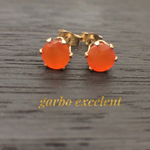 再販 天然石カーネリアンのスタッドピアス 4mm 14kgf  /シルバー925