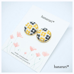 北欧風☆刺繍イヤリングorピアス・G《イエロー×グレー》