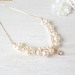  SWAROVSKI 雫ビジュー   パールネックレス【チェーン】