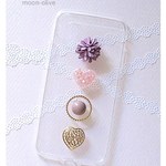 ★全機種対応★ purple flower heart スマホケース