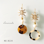 No.B224  お洒落な♡⃛ べっ甲 × フラワービーズピアス / イヤリング