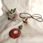 【toritorikko 様オーダー品】大きなwood ring と とっても可愛い💕wood birdの革ひもネックレス