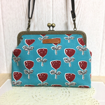 北欧調お花柄 アクア.スプレイ ✳︎がま口ショルダーバッグ