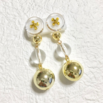 松田様専用です♡クリア×ゴールドの3連アンティークボタンピアス