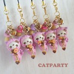 【②キノコ・パープル】チェシャにゃんこのストラップ