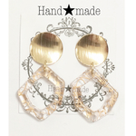 ゴールドカボション大ぶりクリアピアス