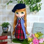 No.1207  明るめダンガリー羽織ものと赤タータンワンピのセット