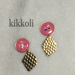 【一点もの】ピンクとゴールドのピアス／イヤリング