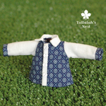 Navy Flower 長袖シャツ ：オビツ11サイズ