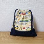 【再販】新幹線とデニムの給食袋　21×19センチ