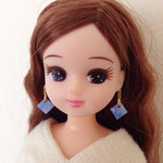 タイル風ピアス（水色.小）リカちゃん用