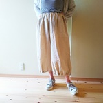 ワイドパンツ　コットンリネンのバルーンパンツ