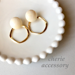マーブルカボション×リングearring