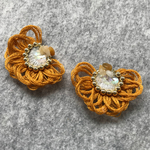 【天然石イエロージェイド×イエローフリンジ】刺繍ピアス/イヤリング
