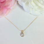 再販 ジルコニア(6mm)☆エレガンスゴールドチェーンのシンプルネックレス 