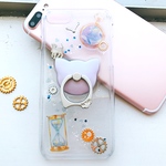 【一点物】猫と歯車 スマホケース ねこ スマホリング iPhoneケース iPhone7 iPhone8