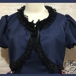 GW限定送料無料♪1点物*半袖ボレロ★紺×黒レース★Ｍ～Ｌ(即納品)