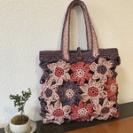 13.夏糸の花モチーフ（ピンク系）ちょこっとバッグ