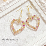 ビッグハート♡ドライフラワー  ピアス