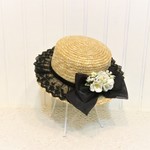 花とおでかけカンカン帽：黒いレース＆ワイルドローズ  　 