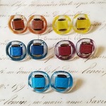  ■ミックス■ペア10個入■13mm■ビンテージボタン (クリアカラー)   [1429] ピアスに!!