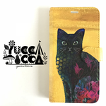 猫シリーズ「黒猫」　手帳型スマホケース