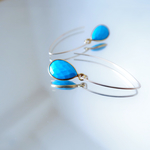 14KGF/ TEARDROP TURQUOISE OVAL EARRINGS