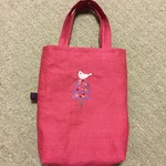 刺繍リネン小さなカバン〔チェリーピンク〕