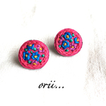  サークル小花柄刺繍ピアス/イヤリング
