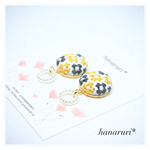 【再販】北欧風◇刺繍イヤリングorピアス★揺れるリング《イエロー×グレー》