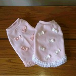 オーダー服   ワンちゃんリボンとレースのお洋服 ピンク