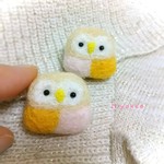 福フクロウの仲良しピンバッジ  オレンジ＆ピンク