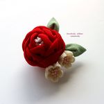 葉月様オーダー　つまみ細工　深紅薔薇帯飾り　コサージュ　髪飾り　