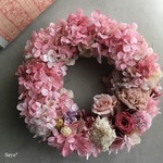 Maroon pink x Hydrangea  * wreath 春リース 母の日