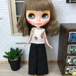 ★SALE★【送料無料】リカちゃん/ブライス  花柄ブラウス、ワイドパンツセット