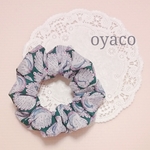 サービス品♡結び目のない ふわふわシュシュ♥リバティ ピーコックスofGH