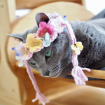 猫用 花冠 紫陽花のトロピカルお下げ髪花冠