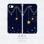 ＊星降る夜＊ 【手帳型】（iPhoneSE/6/7/8/X/iPhone6plus/7plus/8plus/Xperia/Galaxy/HUAWEI各種）