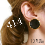 414＊上品なブラック×ゴールドボタン イヤリング or ピアス  