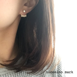 【Sale】パール・スワロフスキー2連のバックキャッチピアス